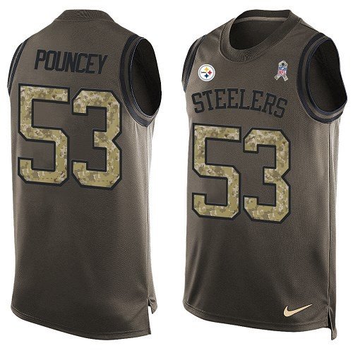 Men's Limited Maurkice Pouncey Nike Jersey Green - #53 Salute to Service Tank Top NFL Pittsburgh Steelers